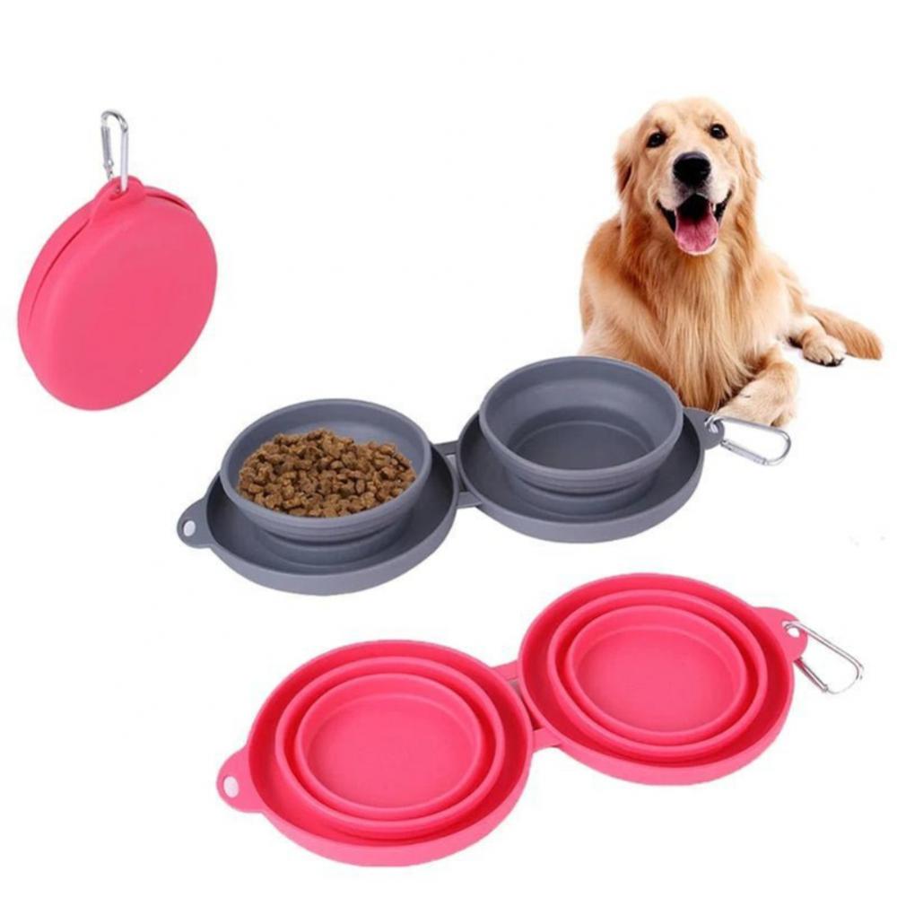 Collapsible Silicone Dog Travel Bowl with Carabiner