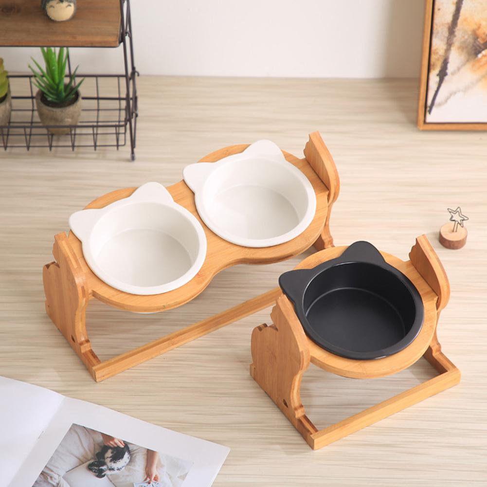 Cute Elevated Cat shaped Feeding/Water Bowl With Stand
