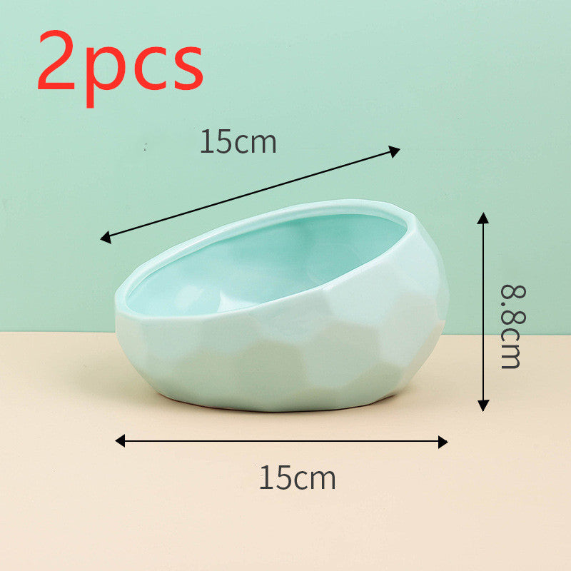 Ceramic Oblique Mouth Feeding/Water Bowl