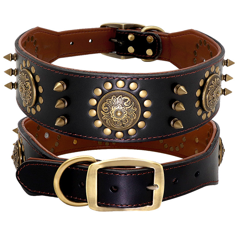 Adjustable Leather Stud Collar For Bigger Dogs