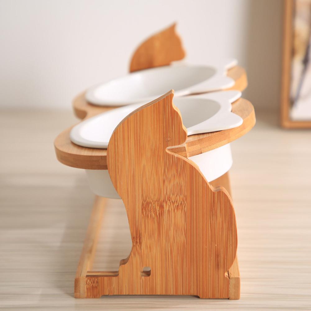 Cute Elevated Cat shaped Feeding/Water Bowl With Stand