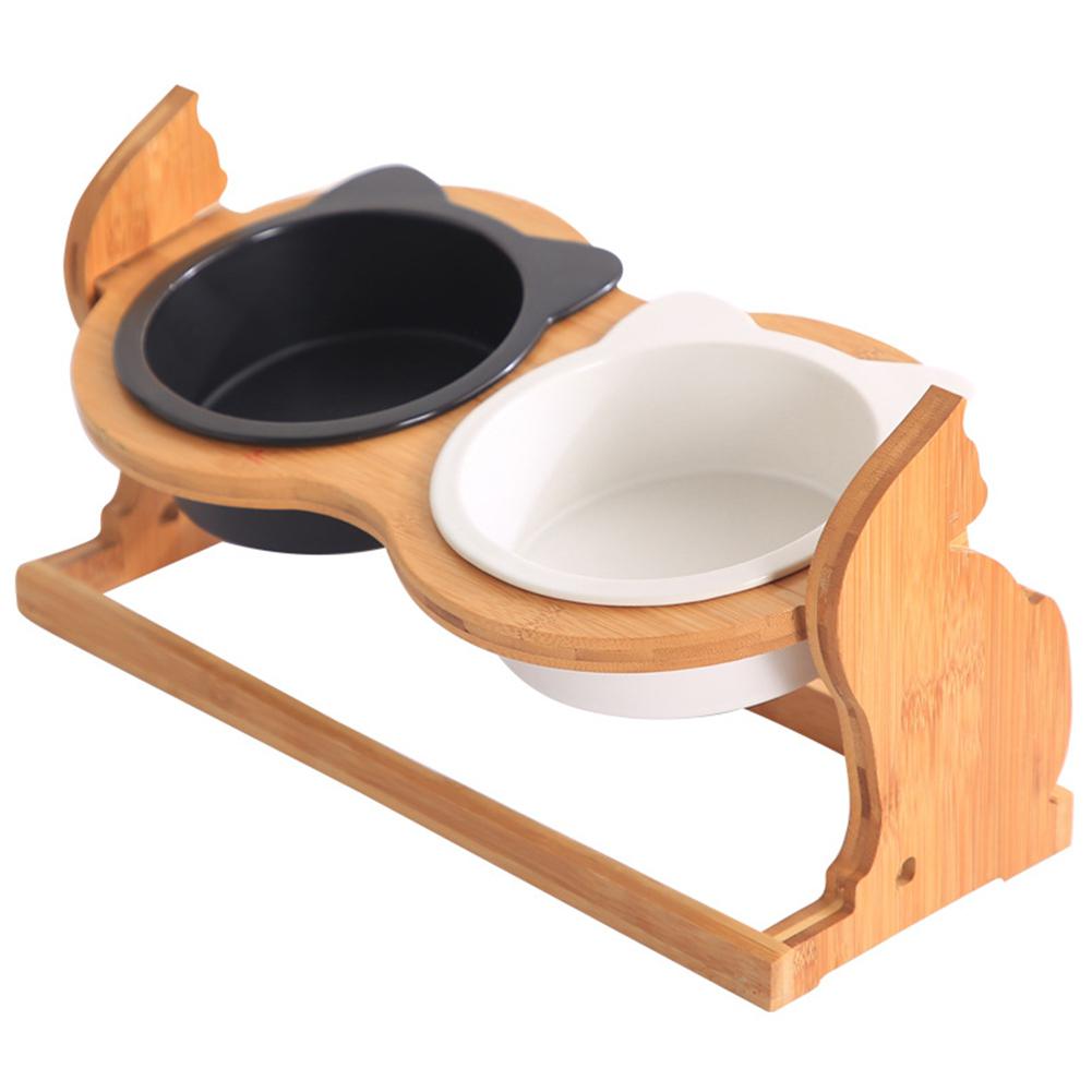 Cute Elevated Cat shaped Feeding/Water Bowl With Stand