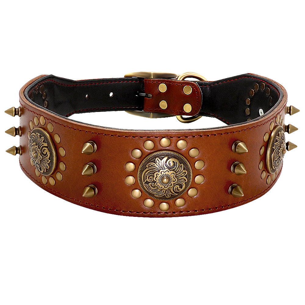 Adjustable Leather Stud Collar For Bigger Dogs