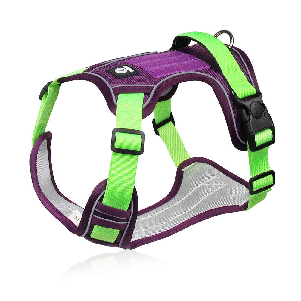 Adjustable Dog Harness with Handle and Reflective Details