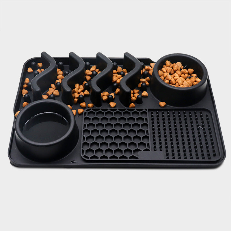 Interactive Slow Feeder Dog Tray with Lick Mat Sections
