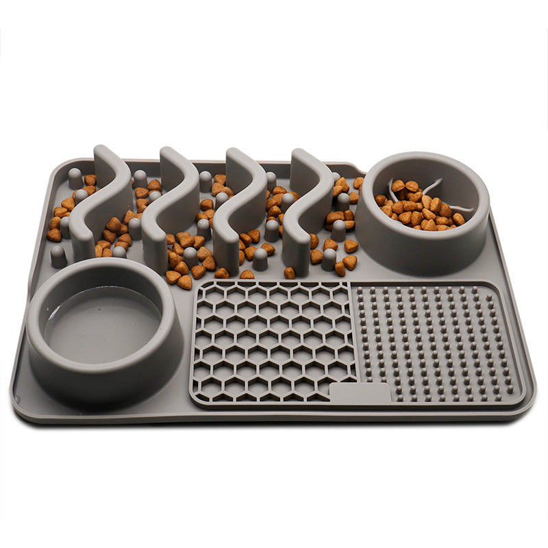 Interactive Slow Feeder Dog Tray with Lick Mat Sections