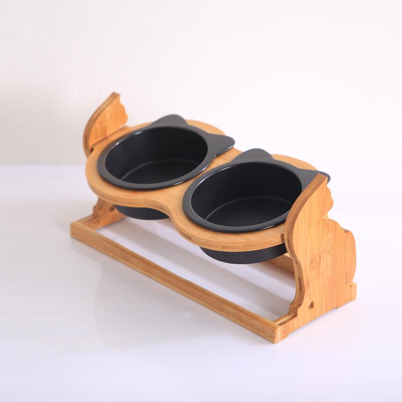 Cute Elevated Cat shaped Feeding/Water Bowl With Stand