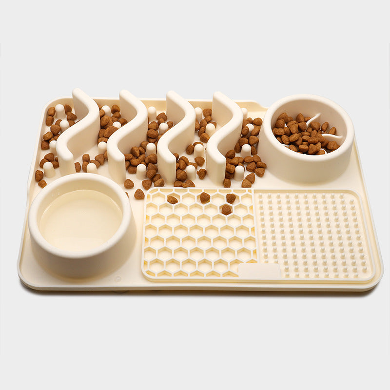 Interactive Slow Feeder Dog Tray with Lick Mat Sections
