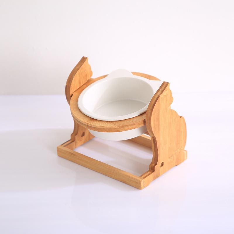 Cute Elevated Cat shaped Feeding/Water Bowl With Stand
