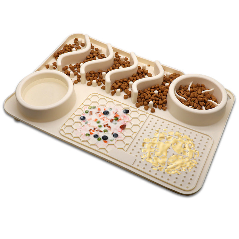 Interactive Slow Feeder Dog Tray with Lick Mat Sections