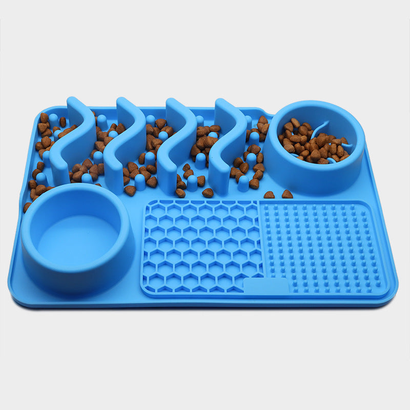 Interactive Slow Feeder Dog Tray with Lick Mat Sections