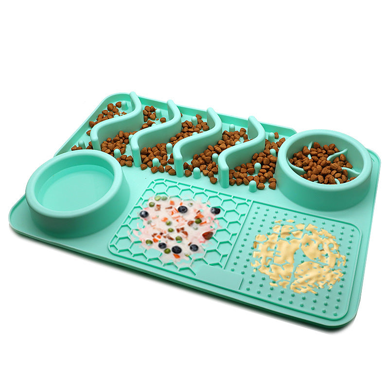 Interactive Slow Feeder Dog Tray with Lick Mat Sections