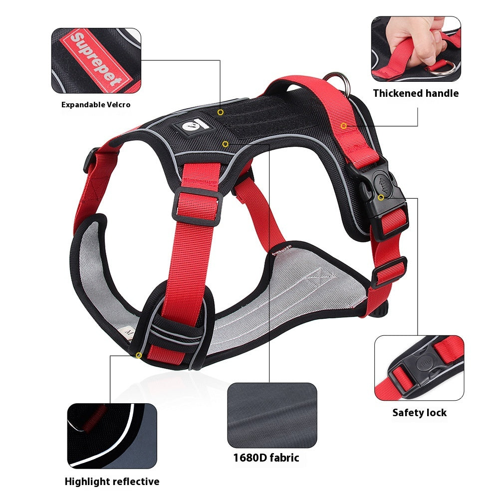 Adjustable Dog Harness with Handle and Reflective Details