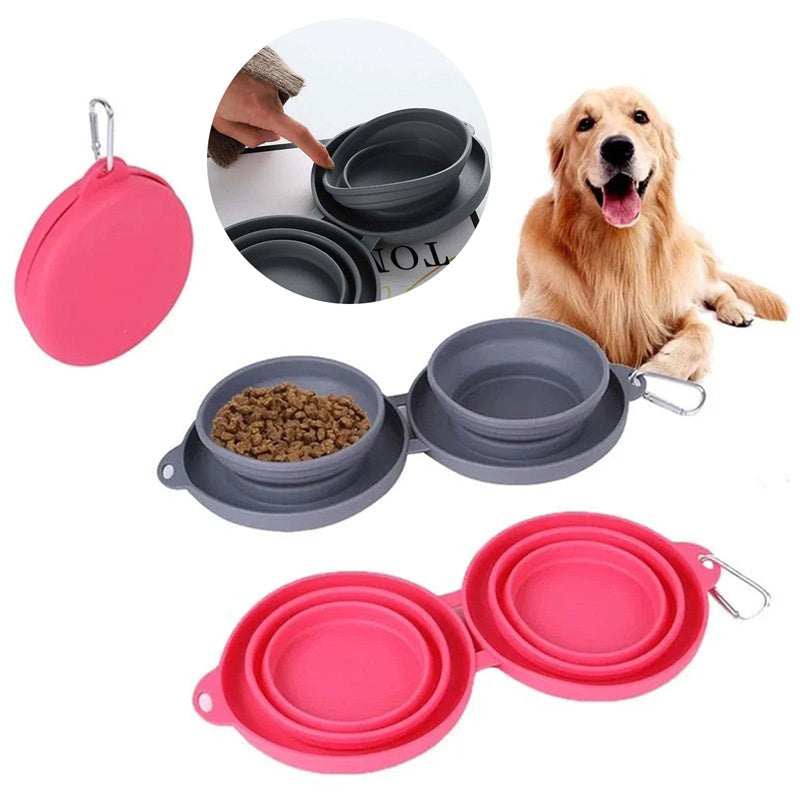 Collapsible Silicone Dog Travel Bowl with Carabiner