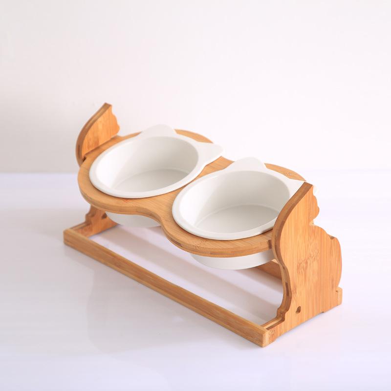 Cute Elevated Cat shaped Feeding/Water Bowl With Stand