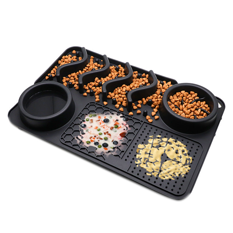 Interactive Slow Feeder Dog Tray with Lick Mat Sections