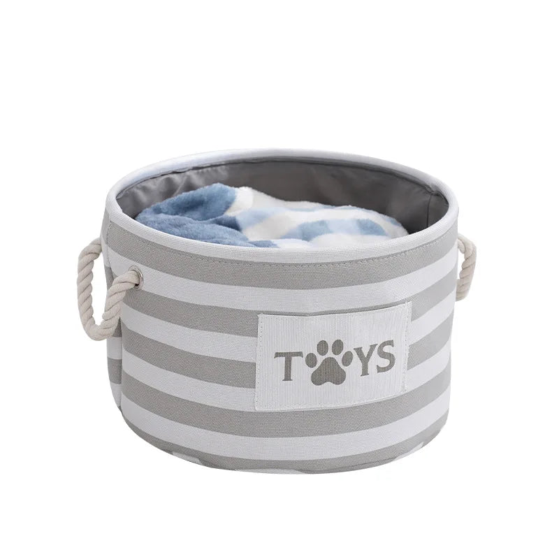 1pc- foldable striped pet toy basket
