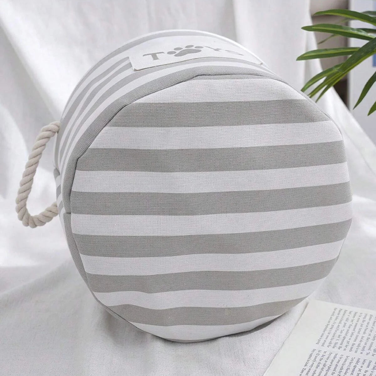 1pc- foldable striped pet toy basket