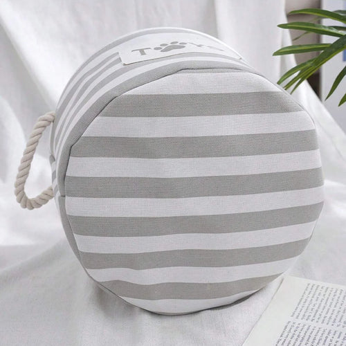 1pc- foldable striped pet toy basket