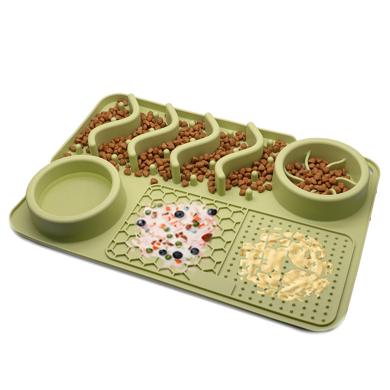 Interactive Slow Feeder Dog Tray with Lick Mat Sections