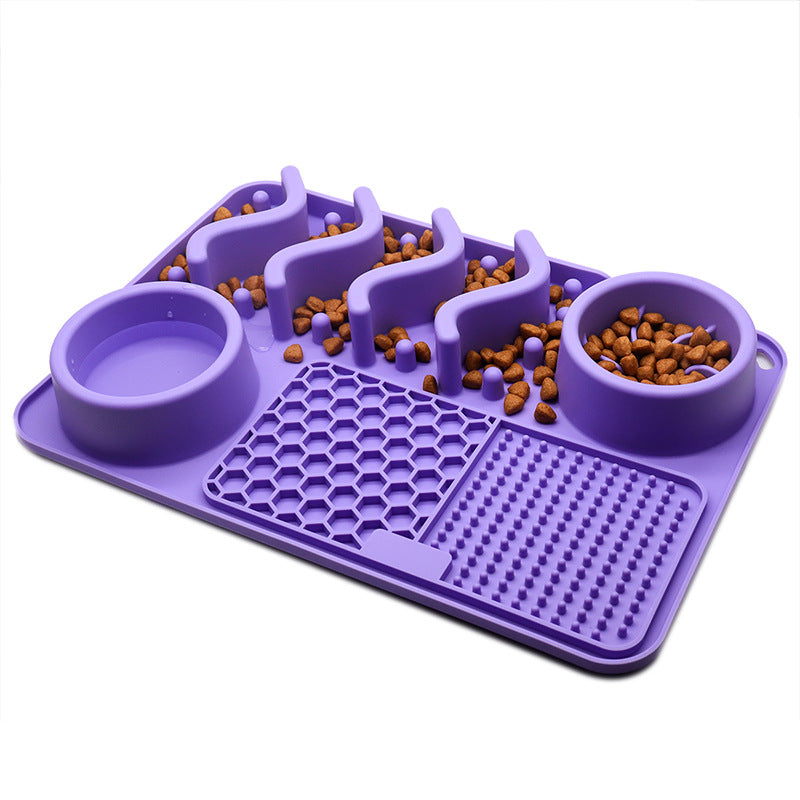 Interactive Slow Feeder Dog Tray with Lick Mat Sections