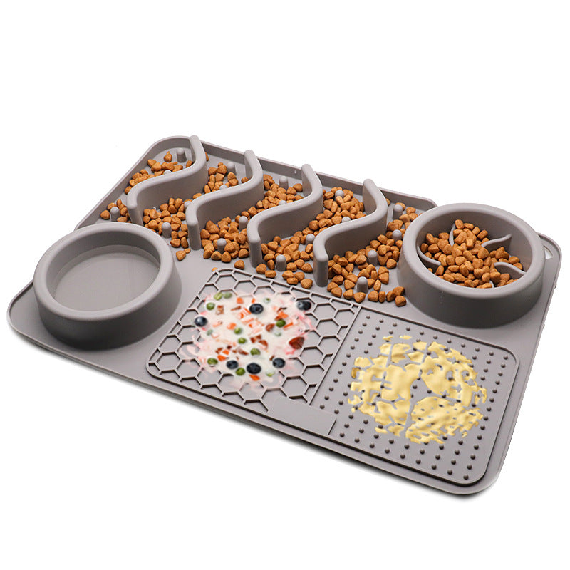 Interactive Slow Feeder Dog Tray with Lick Mat Sections