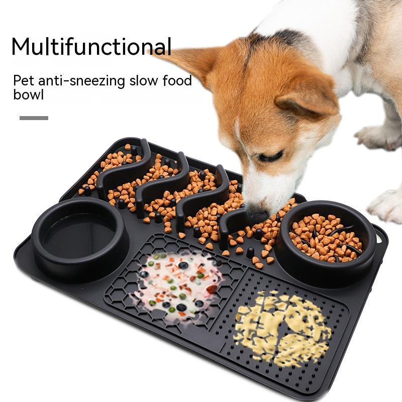 Interactive Slow Feeder Dog Tray with Lick Mat Sections
