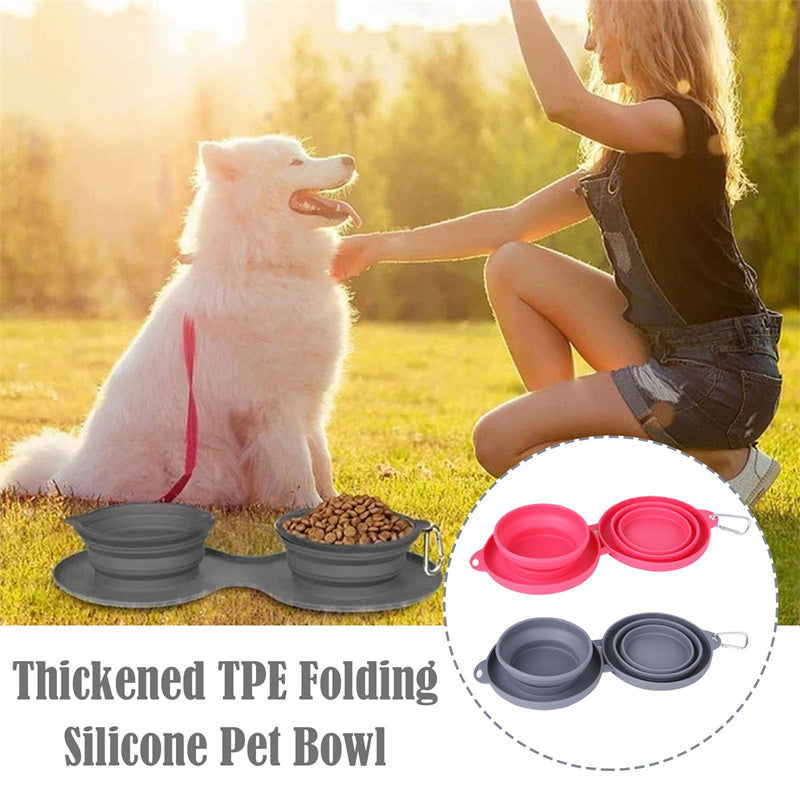 Collapsible Silicone Dog Travel Bowl with Carabiner