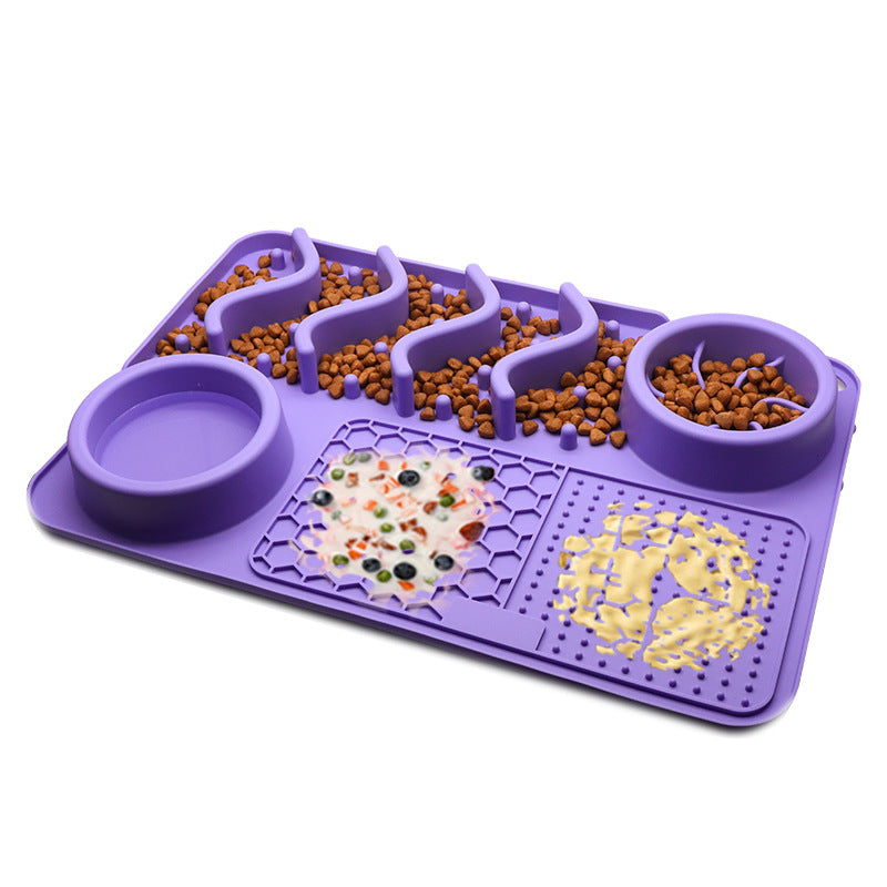 Interactive Slow Feeder Dog Tray with Lick Mat Sections
